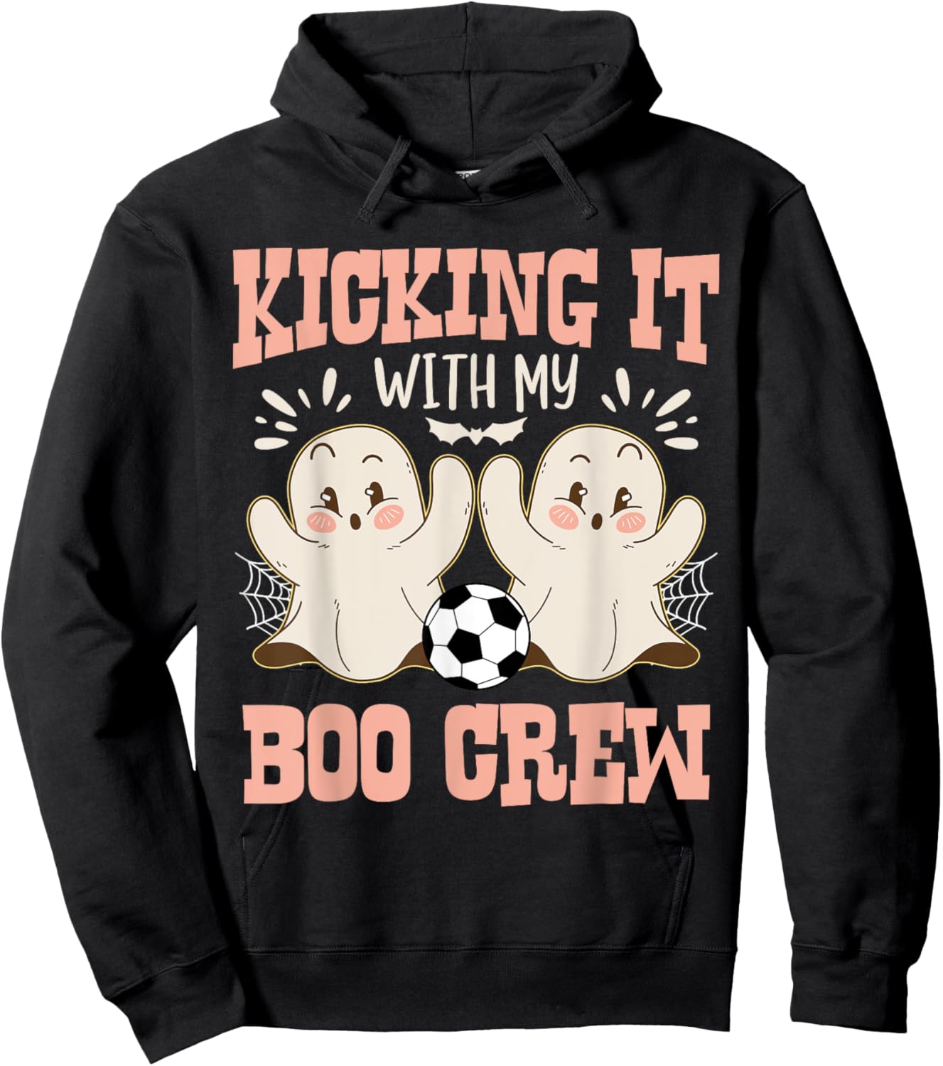 Spooky Halloween Soccer Kicking It With My Boo Crew Hoodie - Hoodie | Black