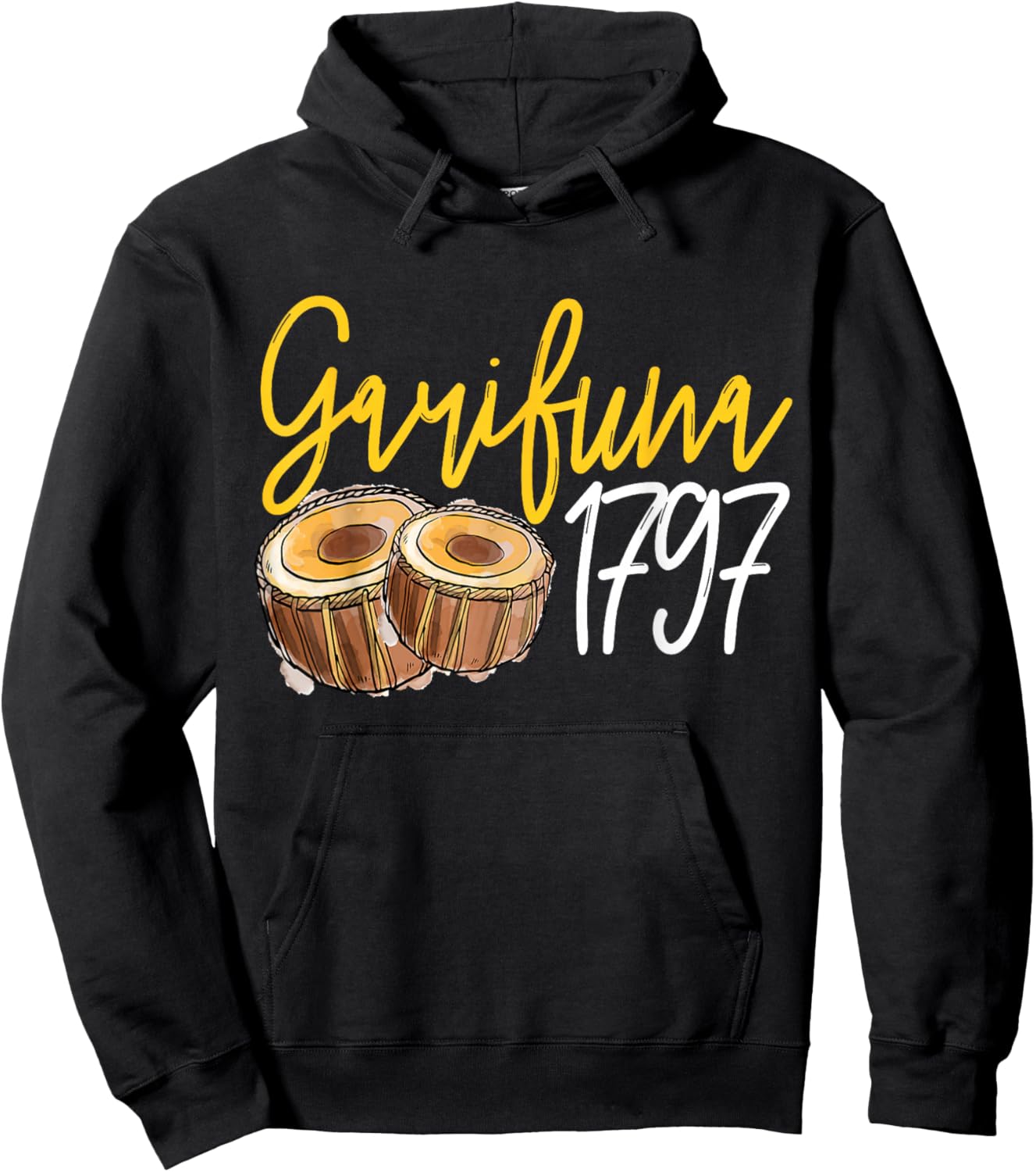 Garifuna 1797 Garifuna Music Drums Hoodie - Hoodie | Black