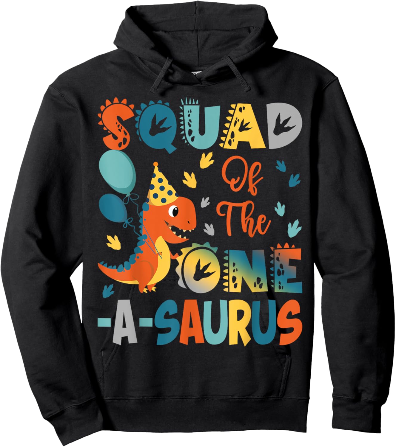 Squad Of The One-A-Saurus 2Nd Birthday Dinosaur Party Hoodie - Hoodie | Black