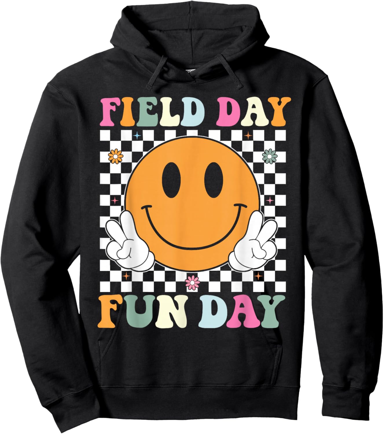 Groovy Field Day Fun Day Retro Field Day 2026 Teacher Kids Hoodie - Hoodie | Black
