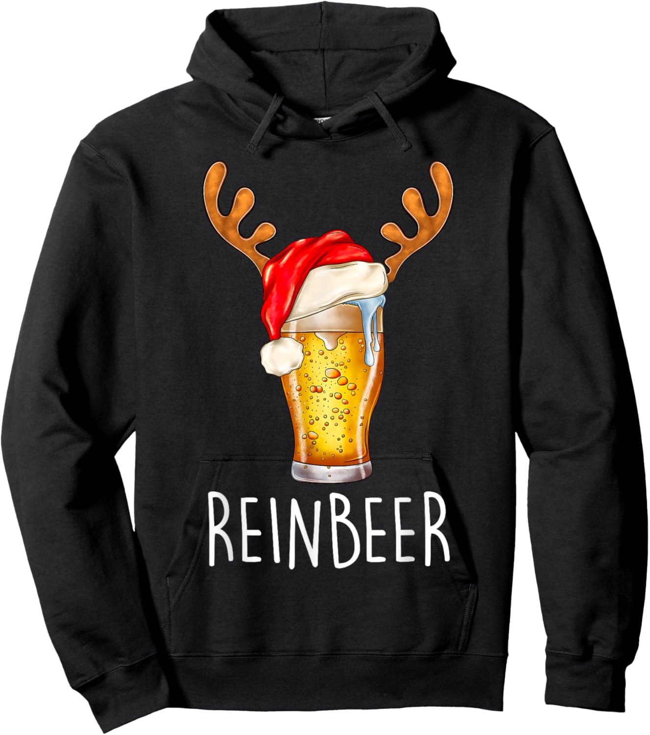 Winedeer Reinbeer Santa Hat Reindeer Couple Xmas Matching Hoodie - Hoodie | Black