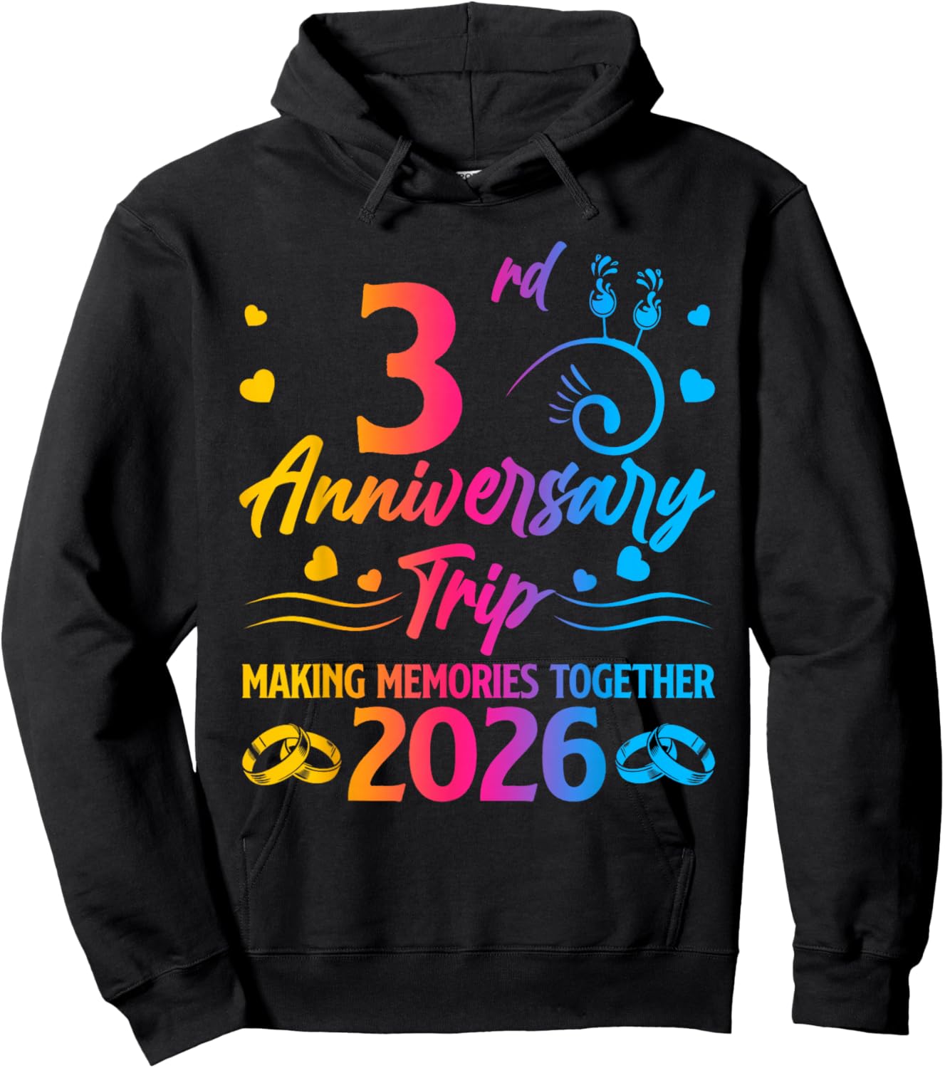 Couples 3rd Anniversary Trip 2026 Making Memories Together Hoodie - Hoodie | Black
