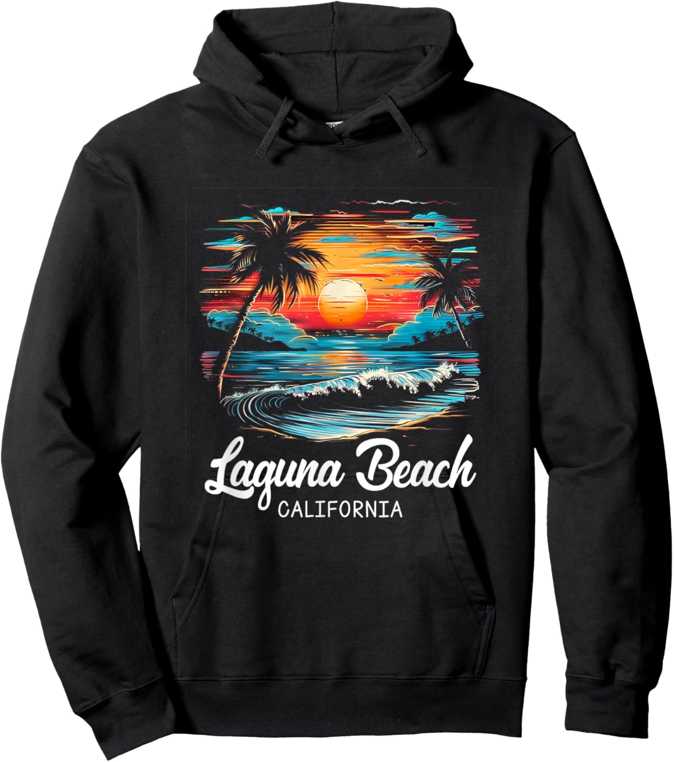 Family Vacation Retro Sunset California Laguna Beach Hoodie - Hoodie | Black