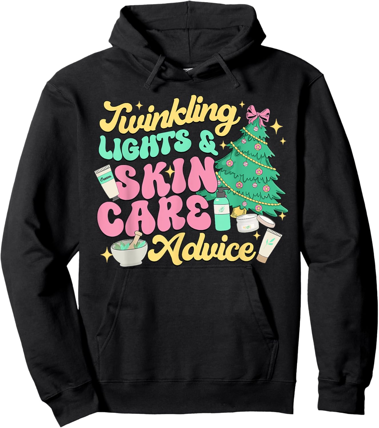Twinkling Lights & Skin Care Advice, Dermatology Nurse Xmas Hoodie - Hoodie | Black