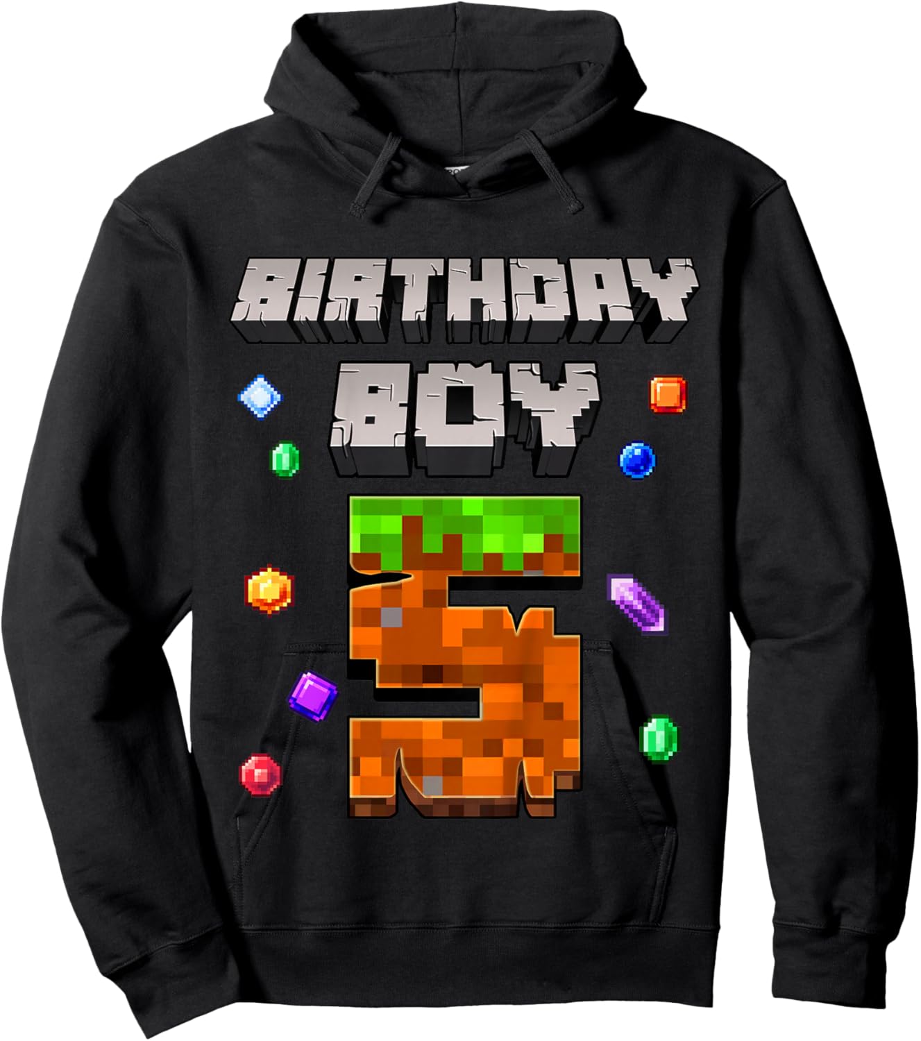 Kids 5th Birthday Boy 5 Video Gamer Pixel Number Five Bday Party Hoodie - Hoodie | Black