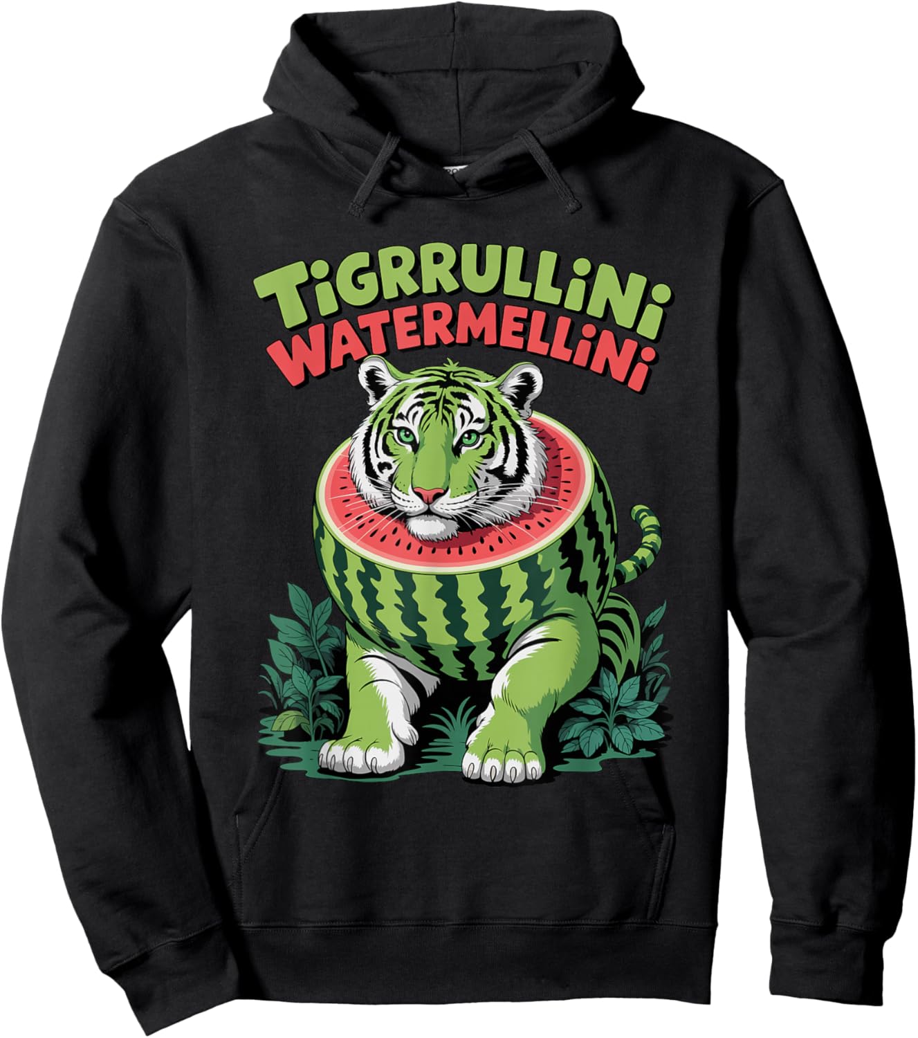 Tigrrullini Watermellini Italian Brainrot Meme Hoodie - Hoodie | Black