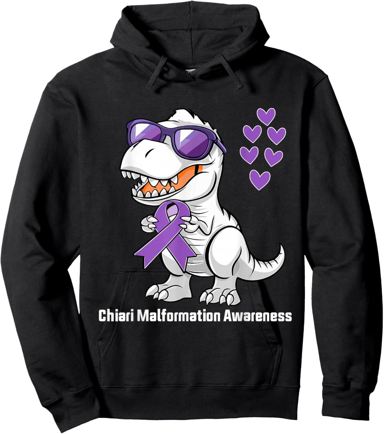T-rex Dinosaur Chiari Malformation Awareness Dino Toddlers Hoodie - Hoodie | Black