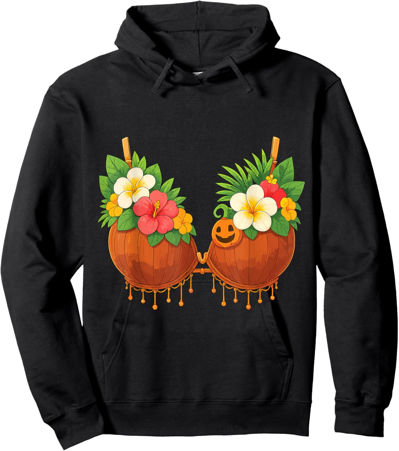 Coconut Bra DIY Hawaiian Costume Funny Summer Shirt Hoodie - Hoodie | Black