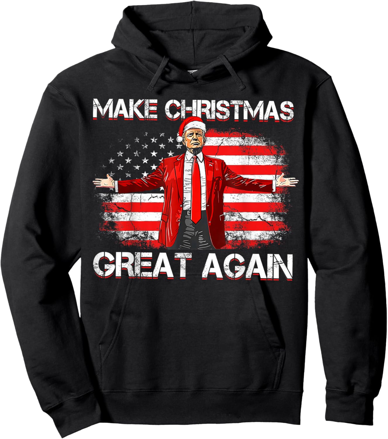 Make Christmas Great Again Santa Funny Trump Xmas Pajamas Hoodie - Hoodie | Black
