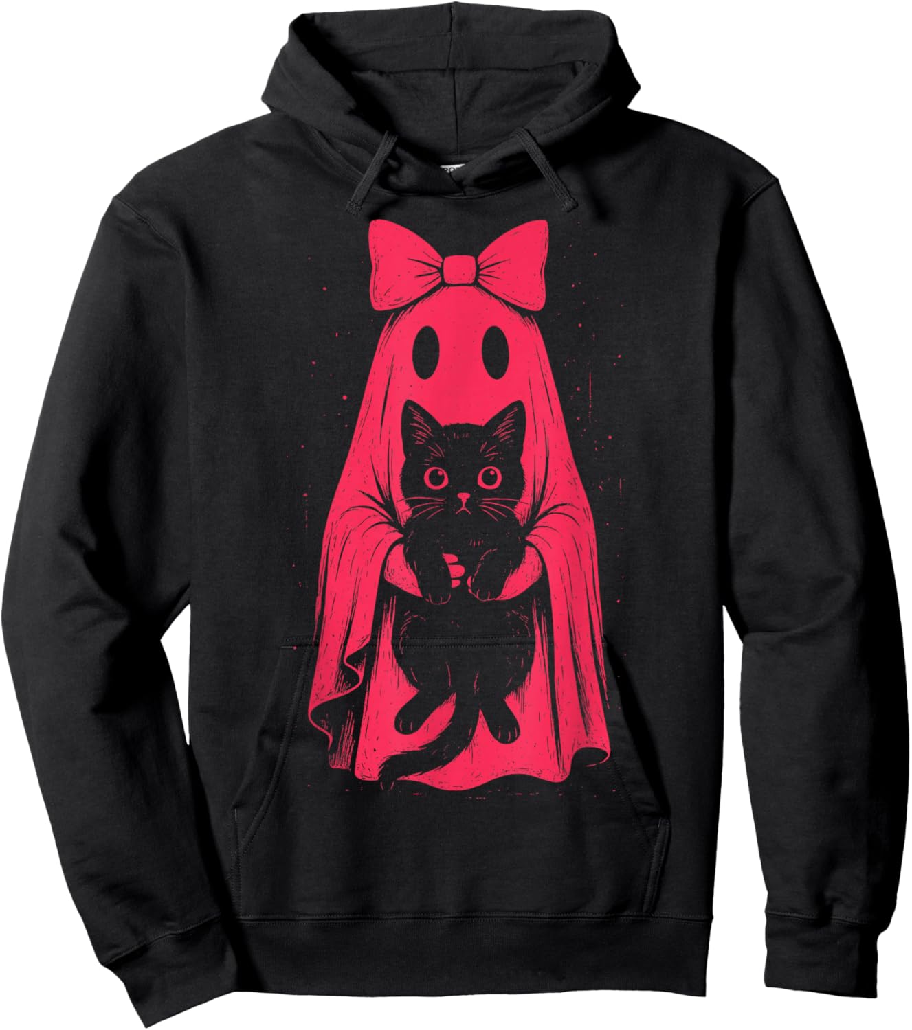 Cute Ghost Girl Holding Cat Pastel Goth Kawaii Halloween Hoodie - Hoodie | Black