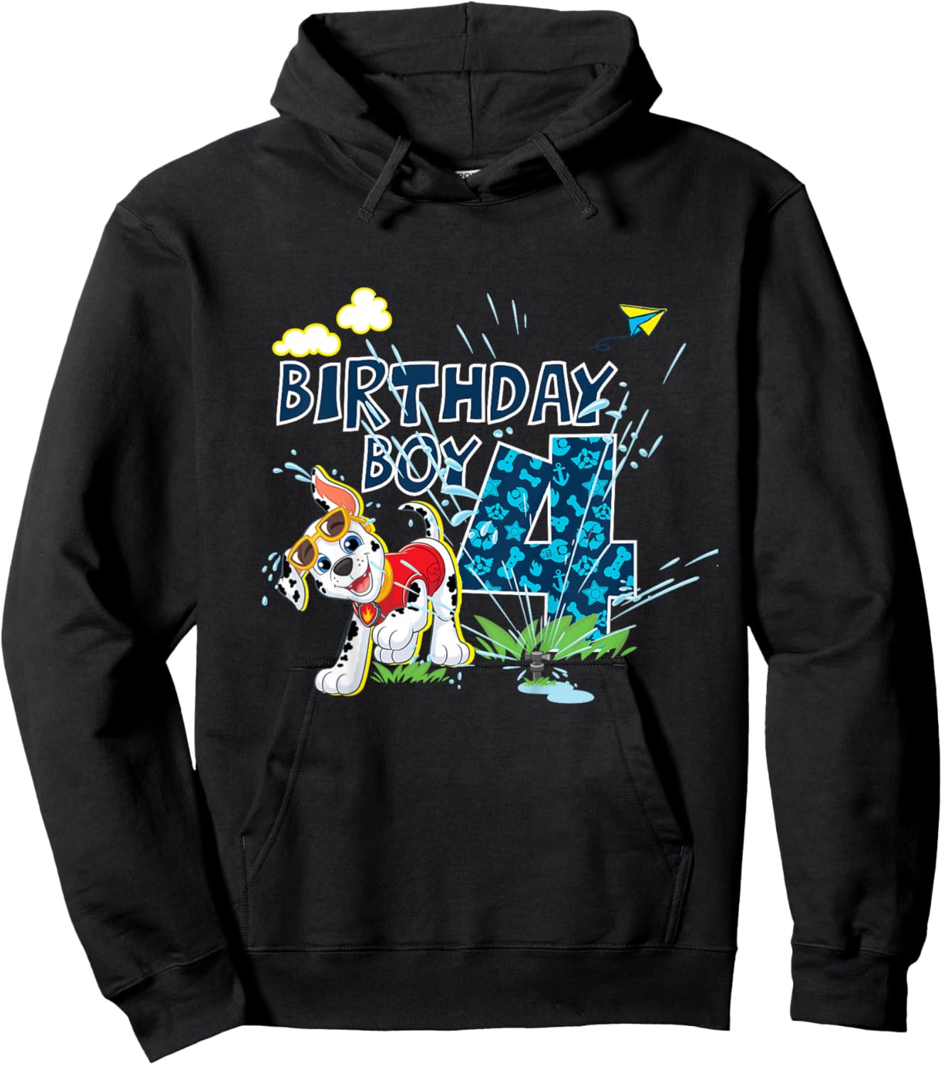 Official Paw Patrol Marshall Jumping Birthday Boy Age 4 Hoodie - Hoodie | Black