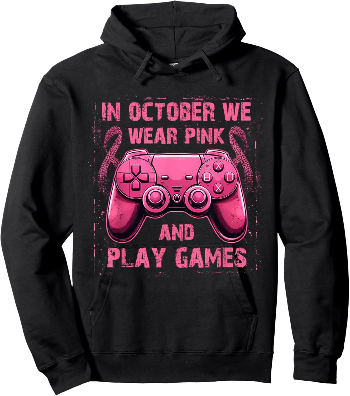 in October We Wear Pink Breast Cancer Gaming Kids Boys Youth Hoodie - Hoodie | Black