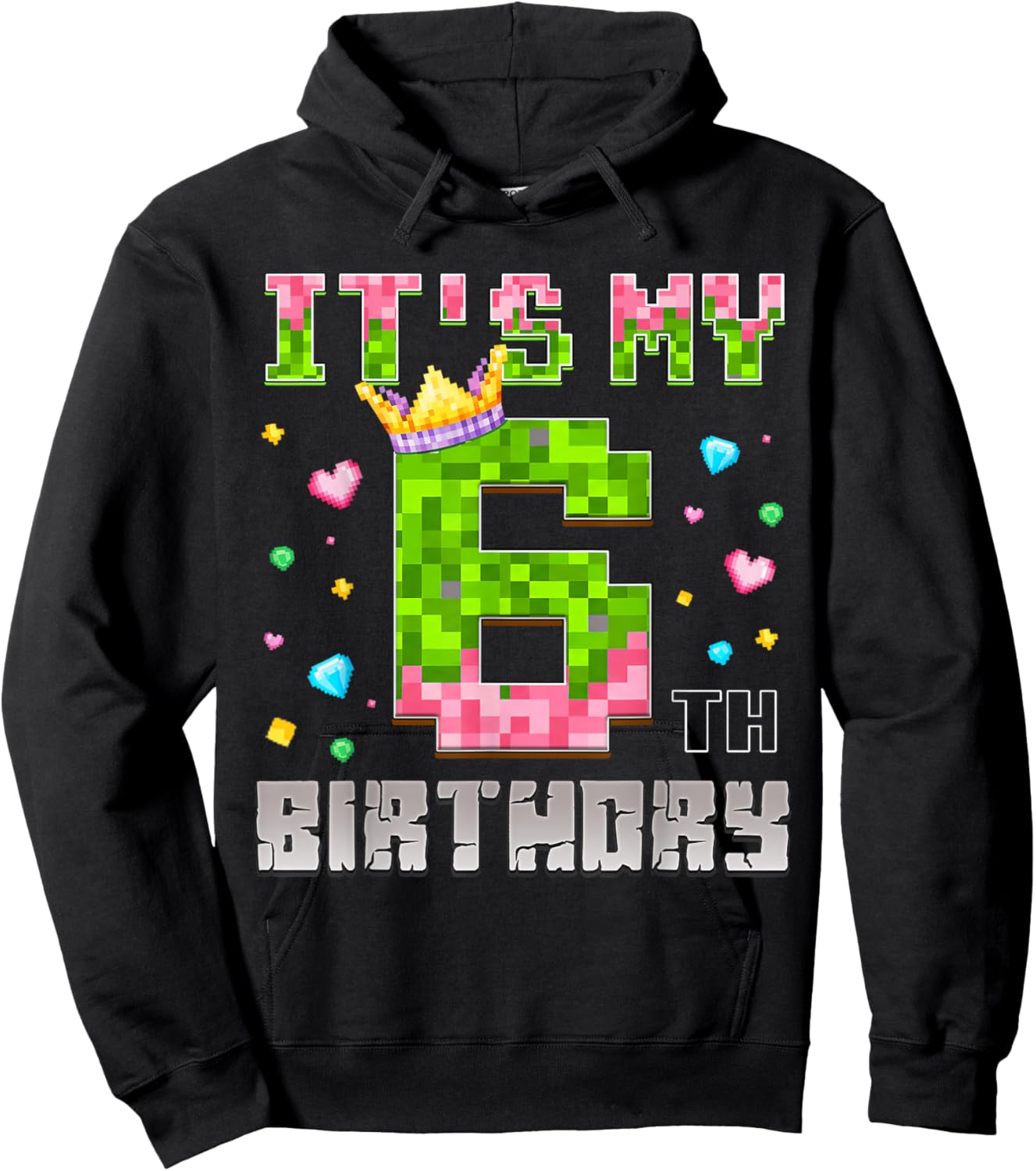 Birthday Girl Shirt It's My 6th Birthday Video Game Pixel Hoodie - Hoodie | Black