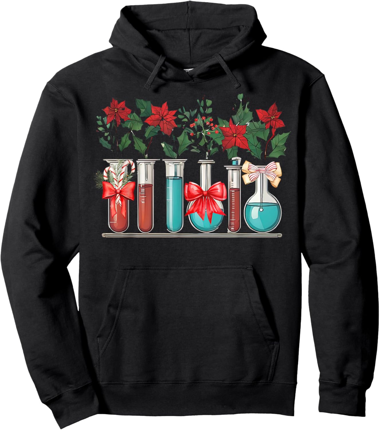 Test Tube Flower Christmas Chemistry Nerd Science Teacher Hoodie - Hoodie | Black
