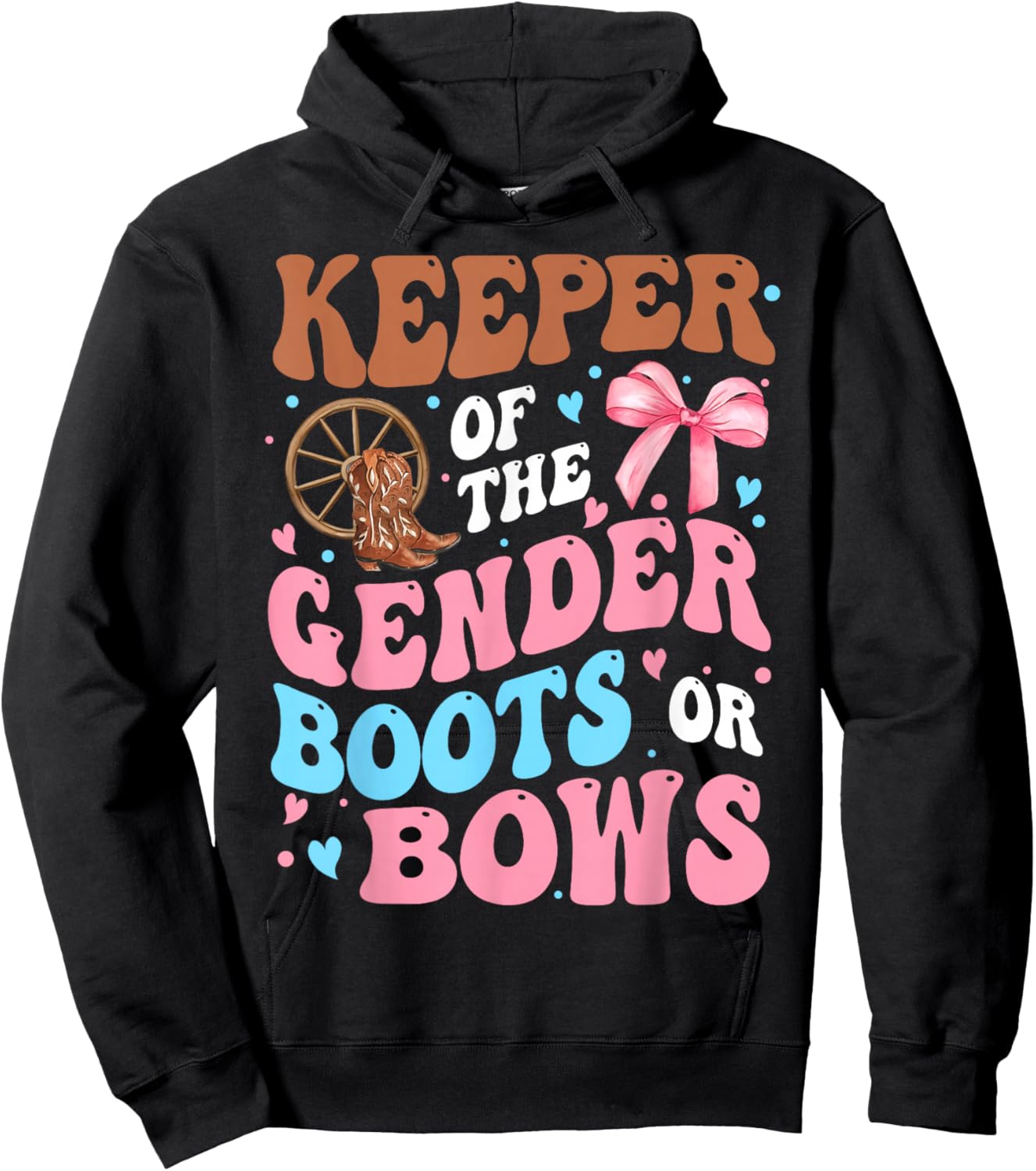 Boots or Bows Funny Keeper of Gender Baby Reveal Party Hoodie - Hoodie | Black