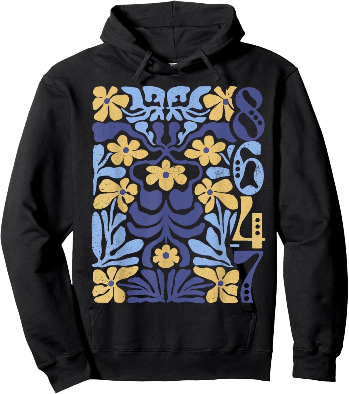 Vintage 8647 Subtle Anti President 86 47 Floral Boho Style Hoodie - Hoodie | Black