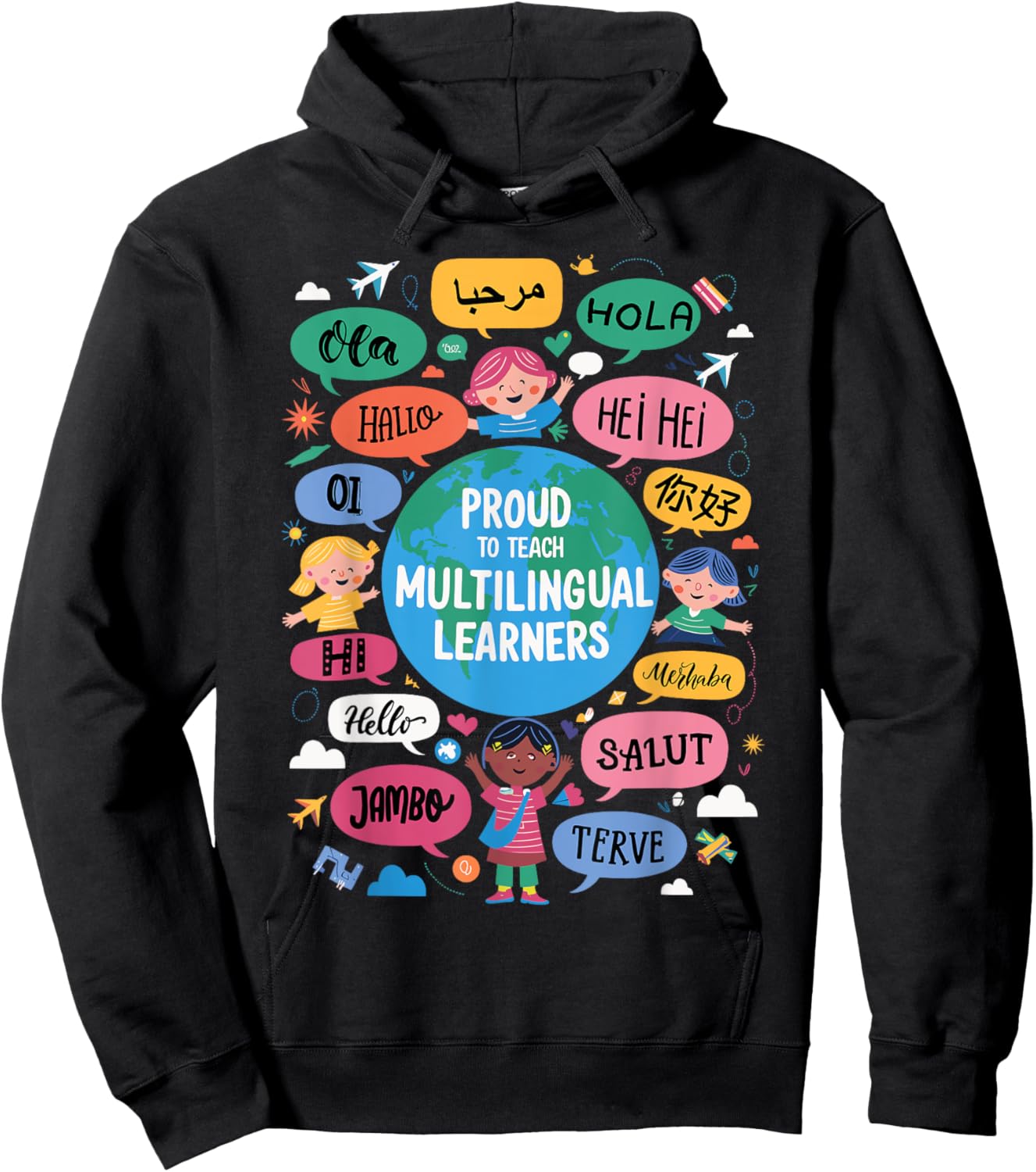Proud to Teach Multilingual Learners Language Hoodie - Hoodie | Black