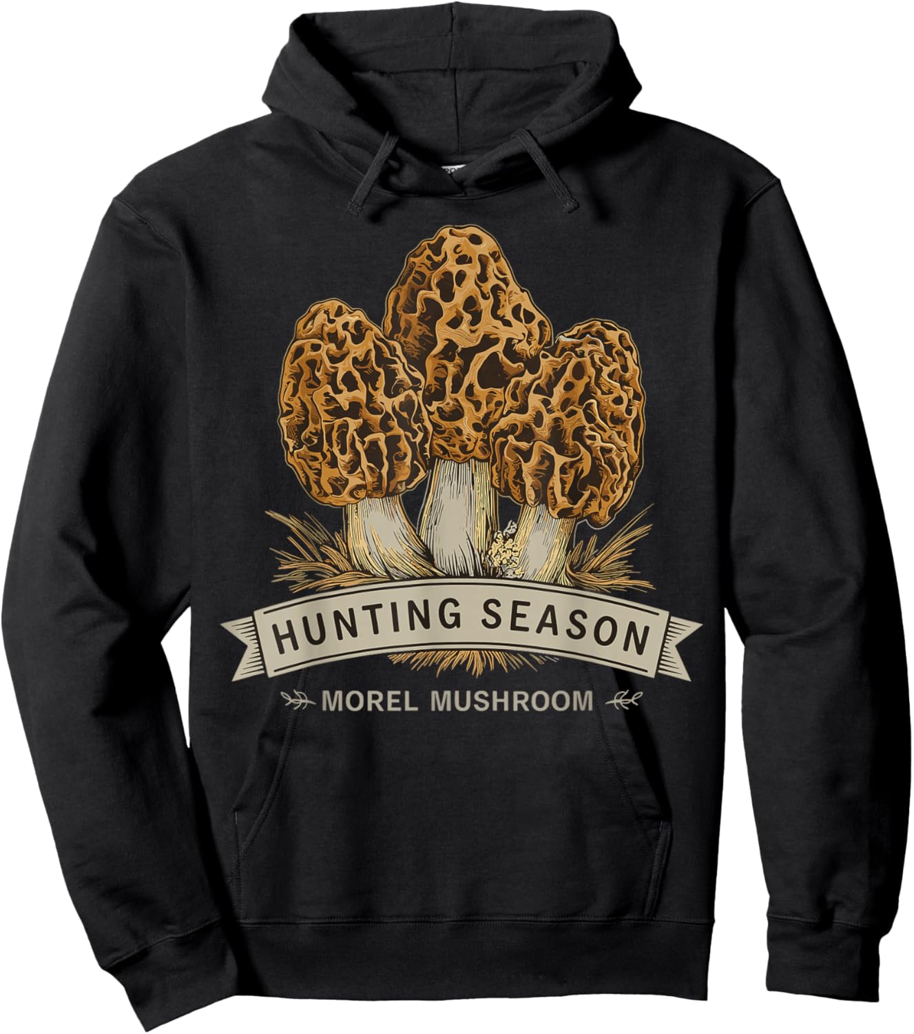 Morel Mushroom Hunting Season Foraging Hoodie - Hoodie | Black