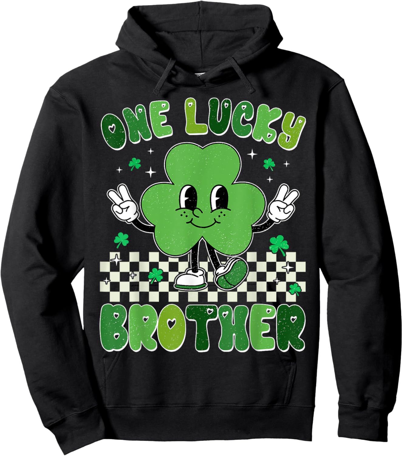 One Lucky Brother St Patrick's Day Shamrock Kids Boy Toddler Hoodie - Hoodie | Black