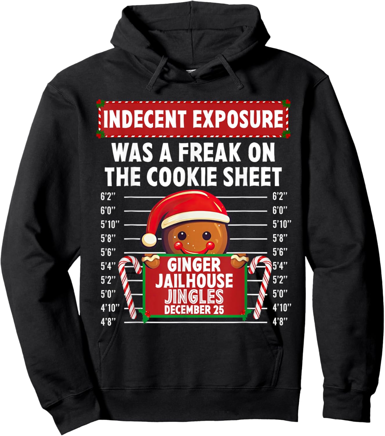 Indecent Exposure Ginger Jailhouse Christmas Gingerbread Hoodie - Hoodie | Black