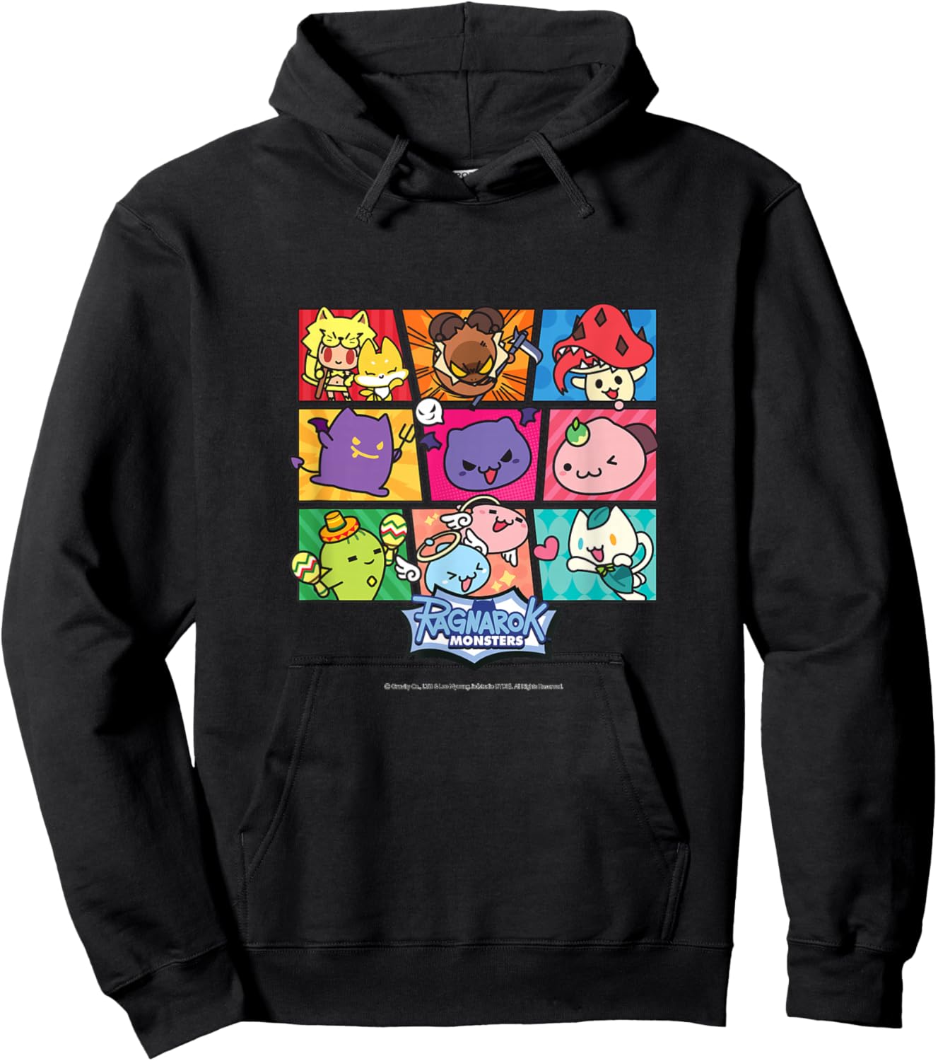 [Limited] Cute Cartoon Grid Character - Ragnarok Hoodie - Hoodie | Black