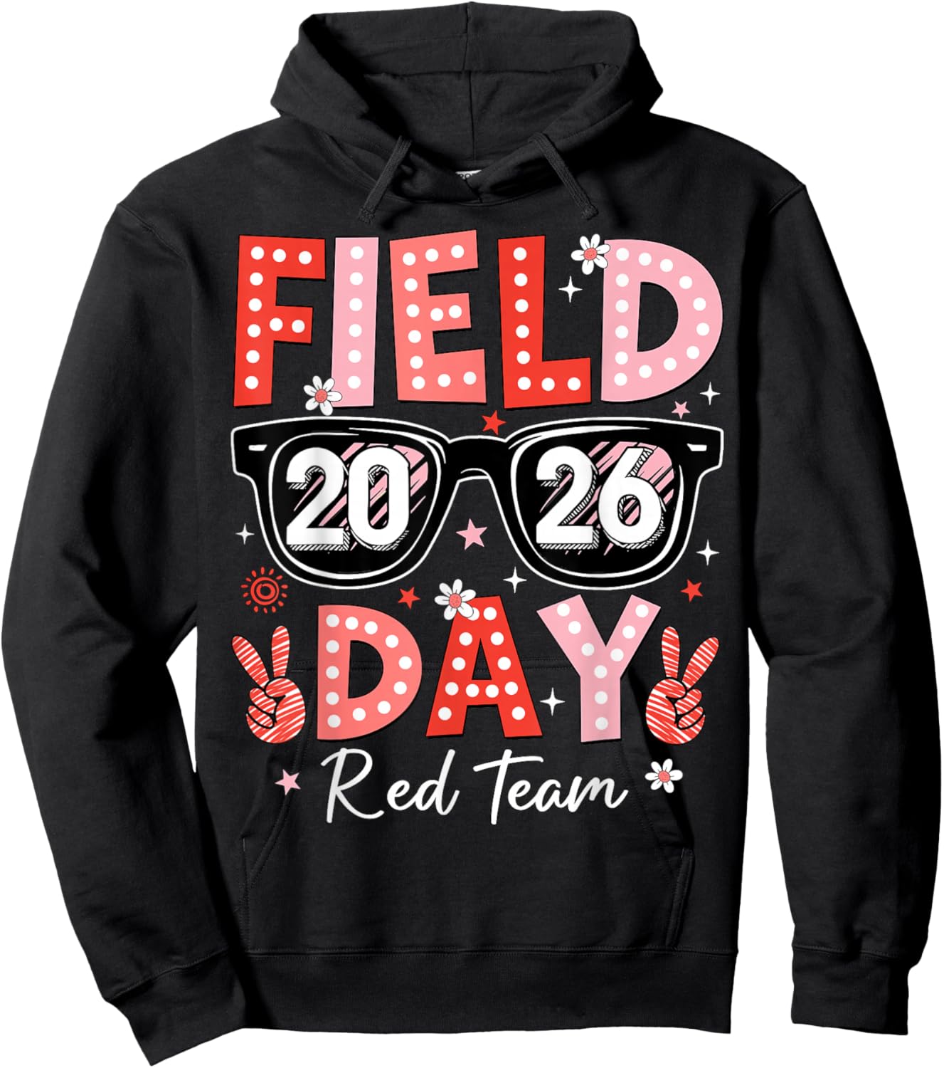 Field Day 2026 Red Team Color Game Competition Boy Girl Kid Hoodie - Hoodie | Black
