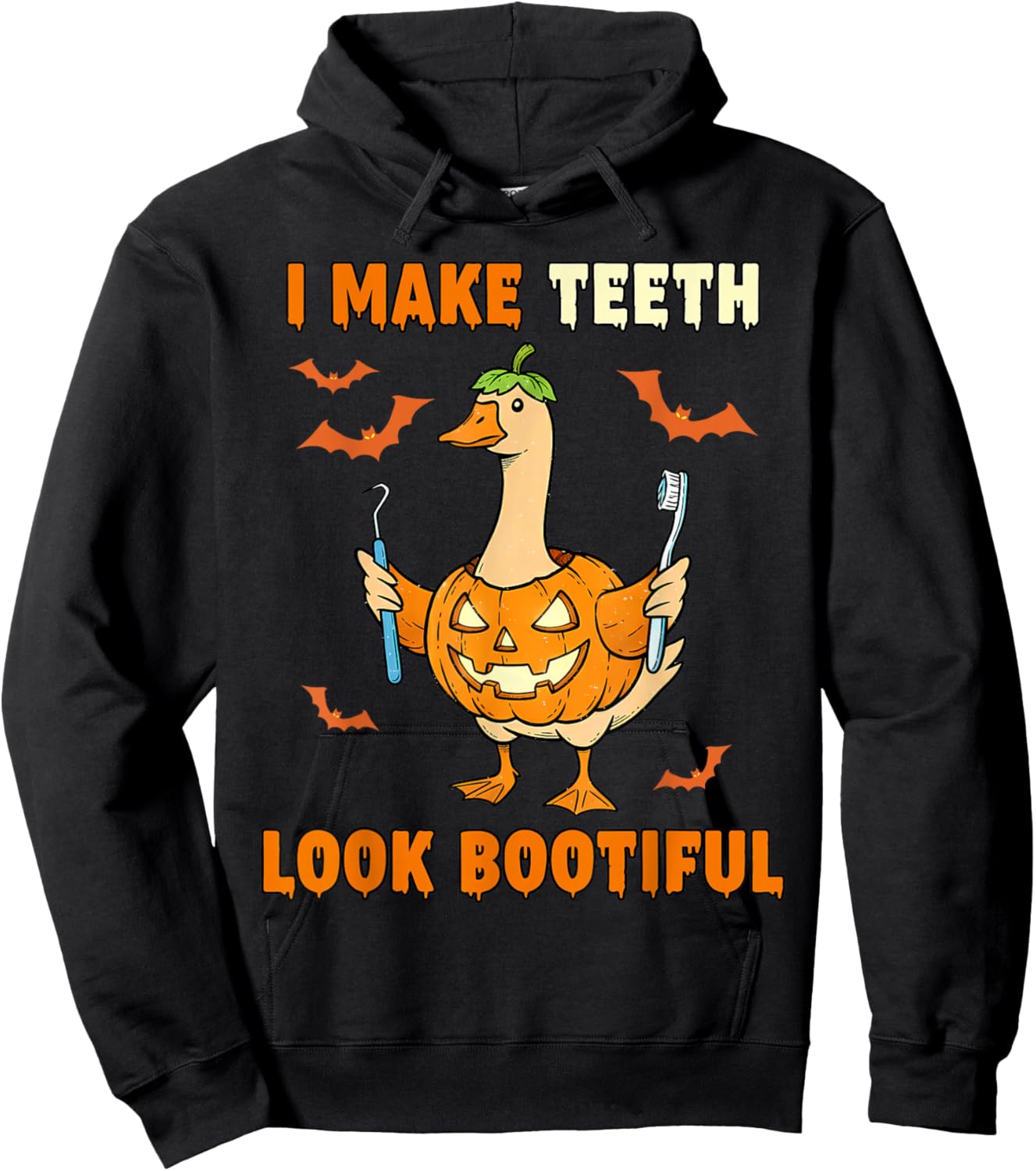 I Make Teeth Look Bootiful Goose Halloween Ghost Dentist Hoodie - Hoodie | Black
