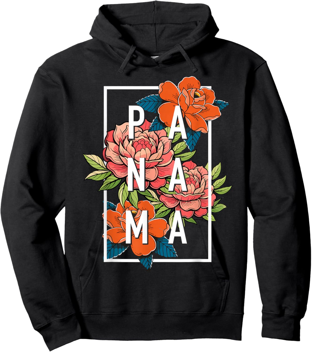Panama Flowers Roses Pride Floral Souvenir Hoodie - Hoodie | Black