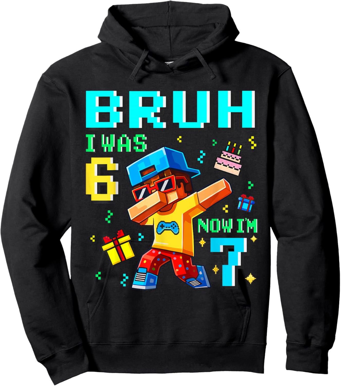 I was 6 Now I'm 7 7th Birthday 6 7 Birthday Boys Gaming Kids Hoodie - Hoodie | Black