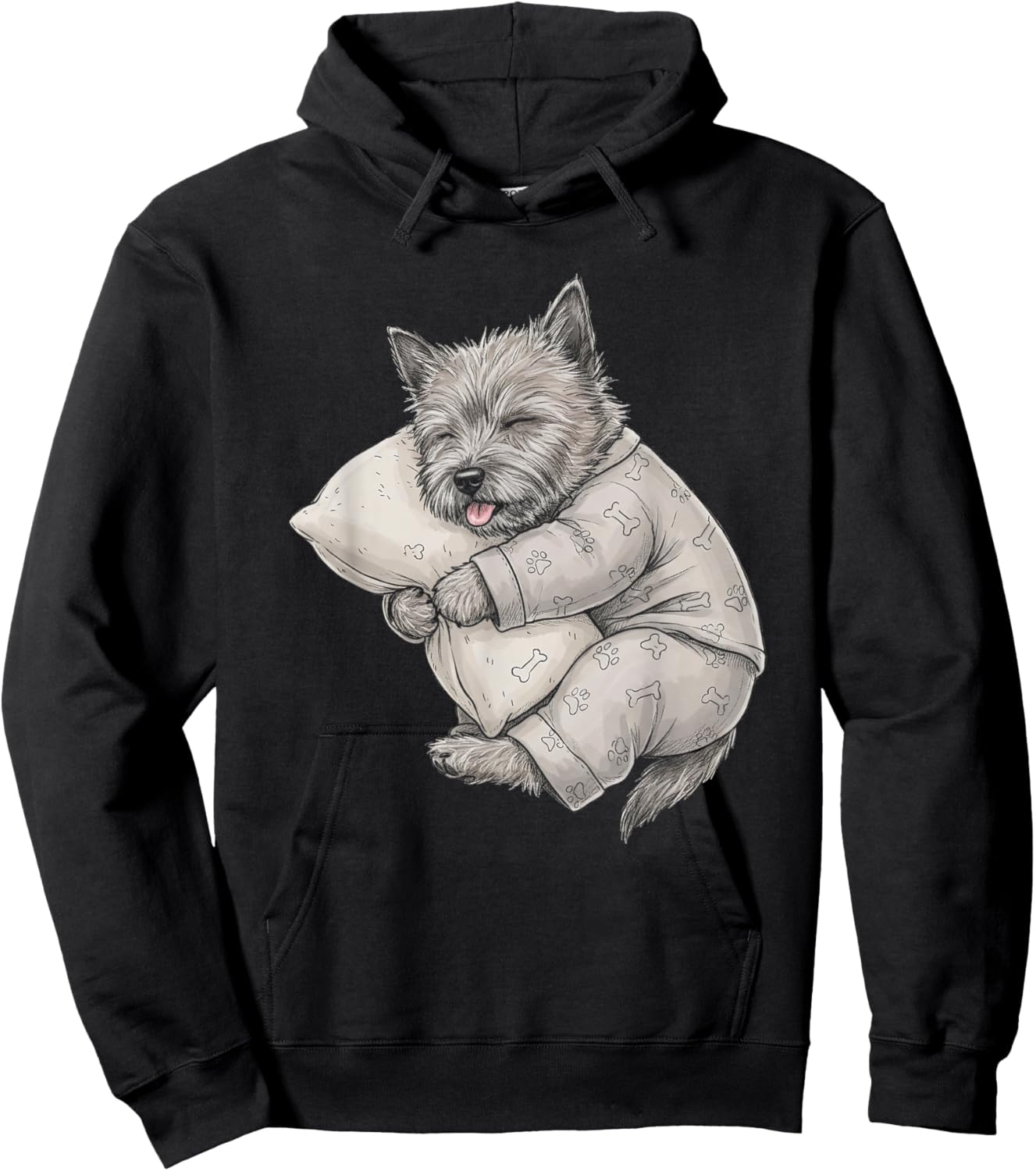 Funny Sleepy Cairn Terrier Pajama Men Women Kids Hoodie - Hoodie | Black
