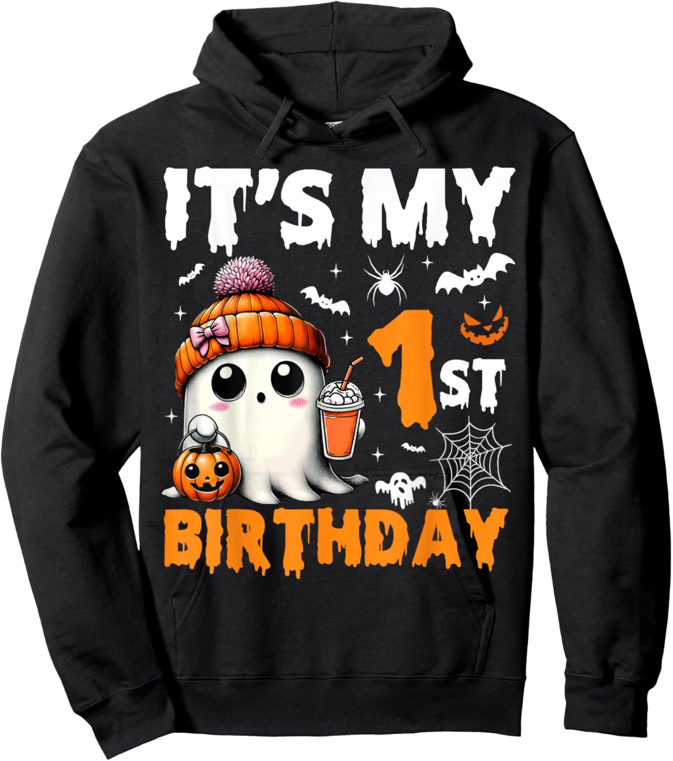 It's My 1st Birthday 1 Years Old Ghost Pumpkin Halloween Hoodie - Hoodie | Black