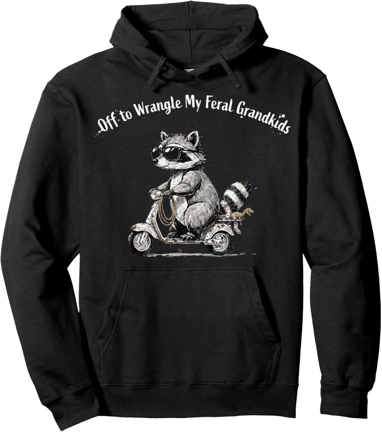 Off to Wrangle My Feral Grandkids Raccoon Grandma Grandpa Hoodie - Hoodie | Black