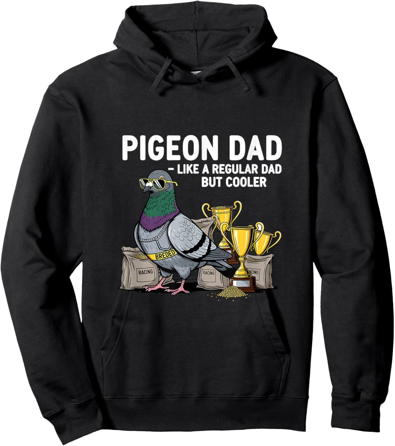 Pigeon Dad Like A Regular Dad But Cooler Funny Pigeon Lover Hoodie - Hoodie | Black