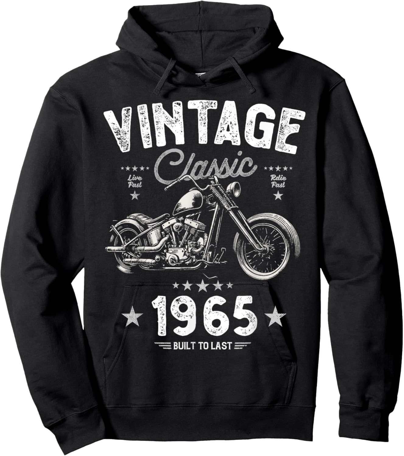 Vintage 1965 60th Birthday Classic Retro Chopper Motorbike Hoodie - Hoodie | Black