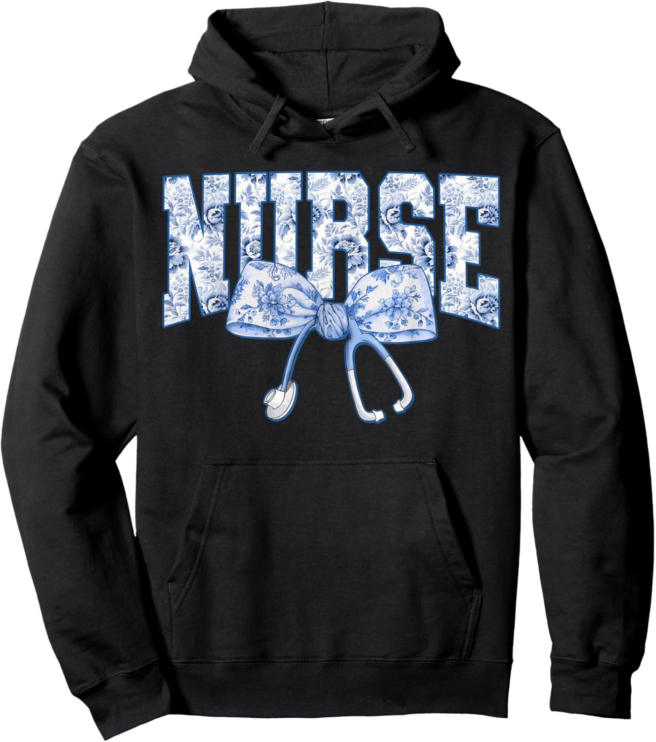Nurse Coquette Bow Blue Stethoscope Nursing Medical Doctor Hoodie - Hoodie | Black