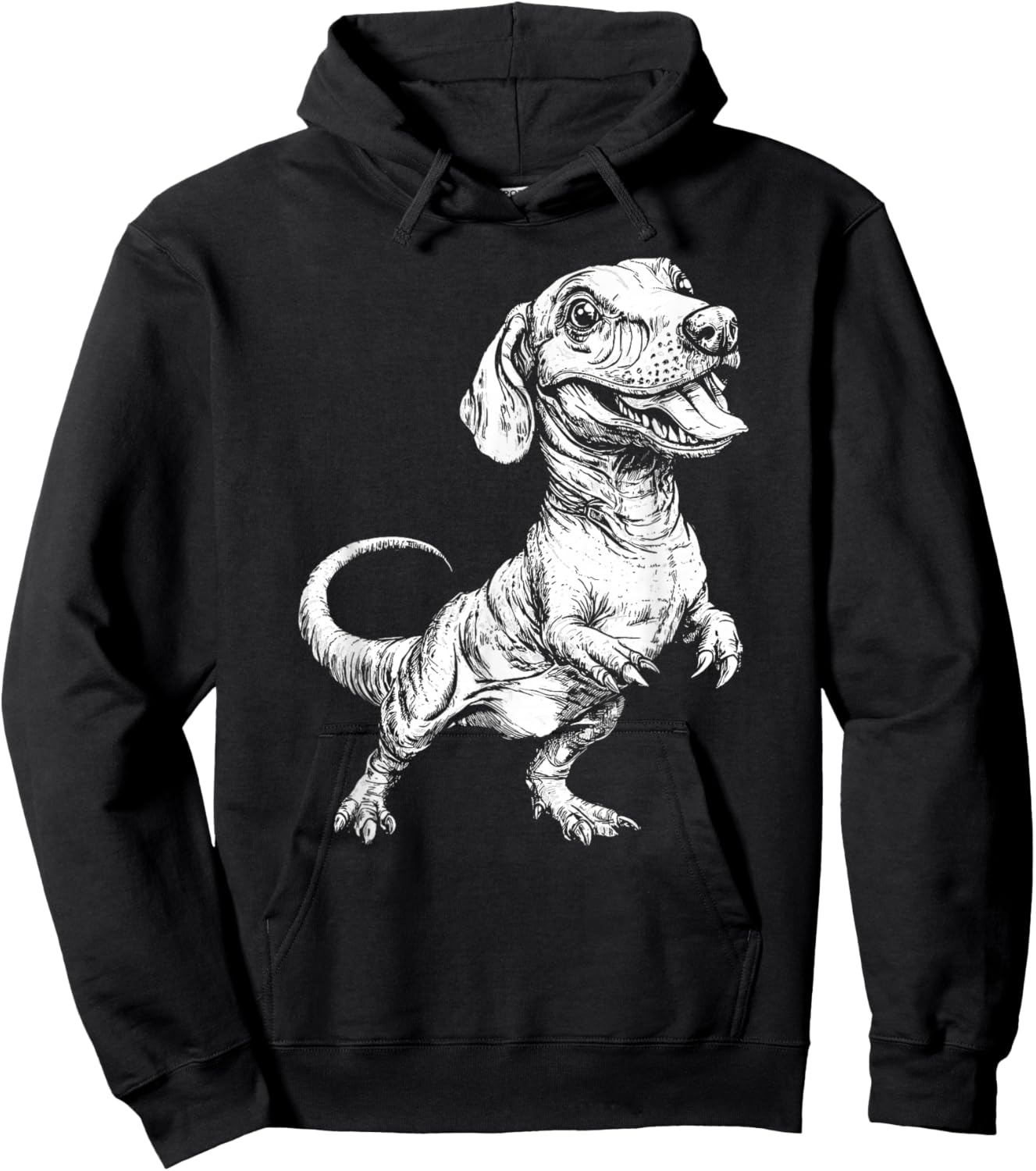 Dachshund Dog Dinosaur Tyrannosaurus Dachshund Saurus Dino Hoodie - Hoodie | Black