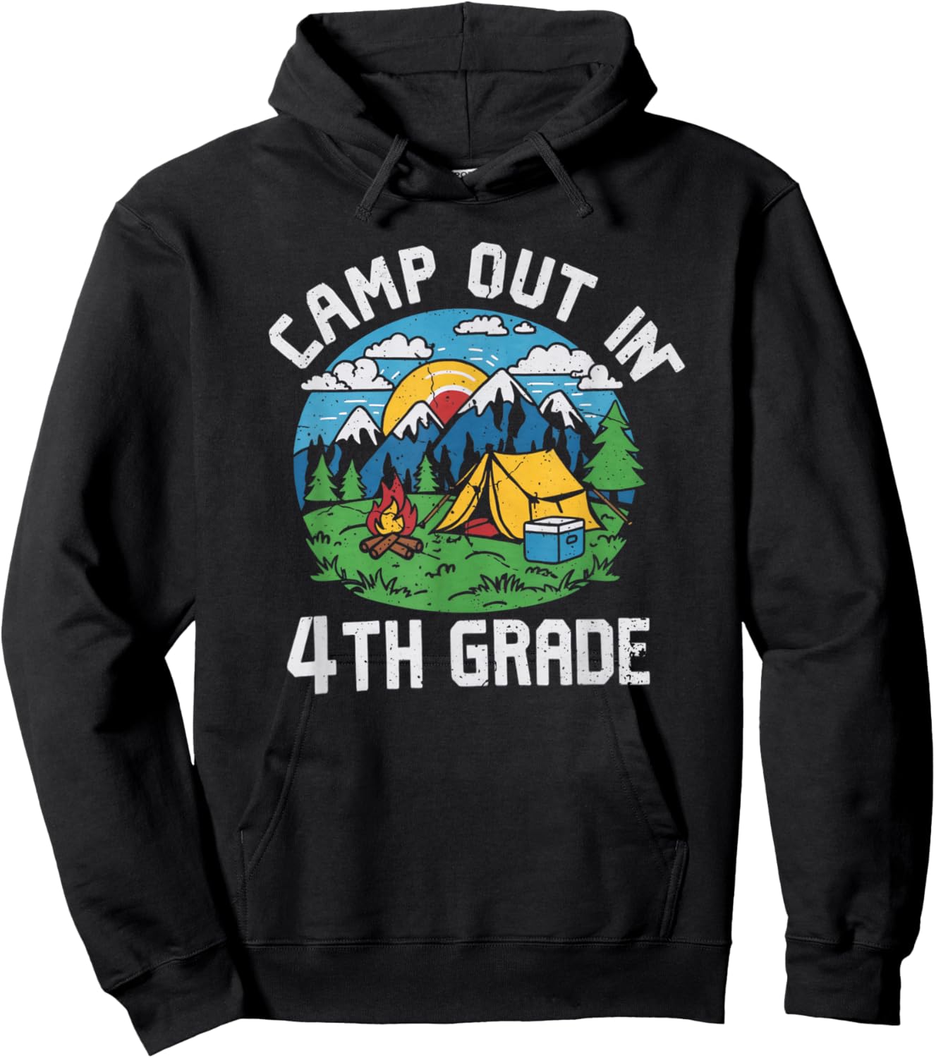 Camp out In 4th Grade Funny Camping Lovers Back to School Hoodie - Hoodie | Black