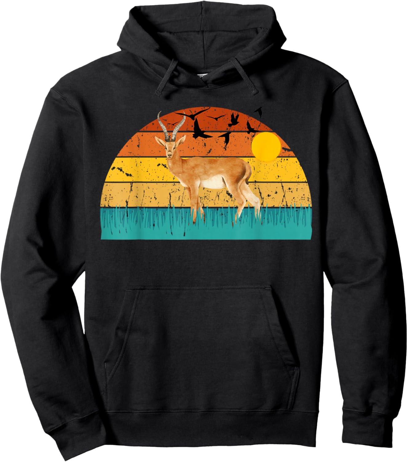 Gazelle Gazelle Lover Retro Style Animal Deers Sunset Hoodie - Hoodie | Black