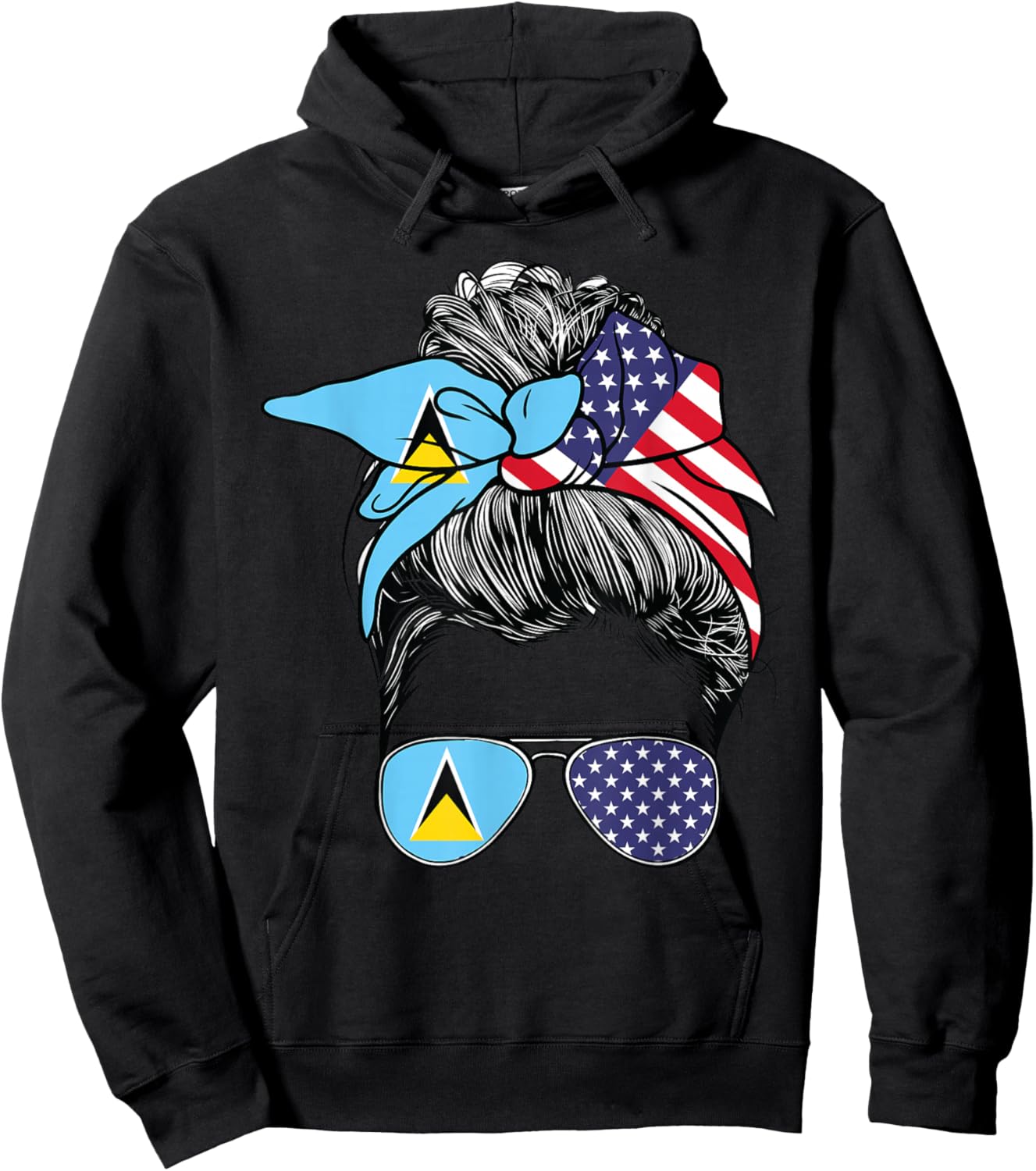 St Lucian Flag St Lucia Women American USA Heritage St Lucia Hoodie - Hoodie | Black