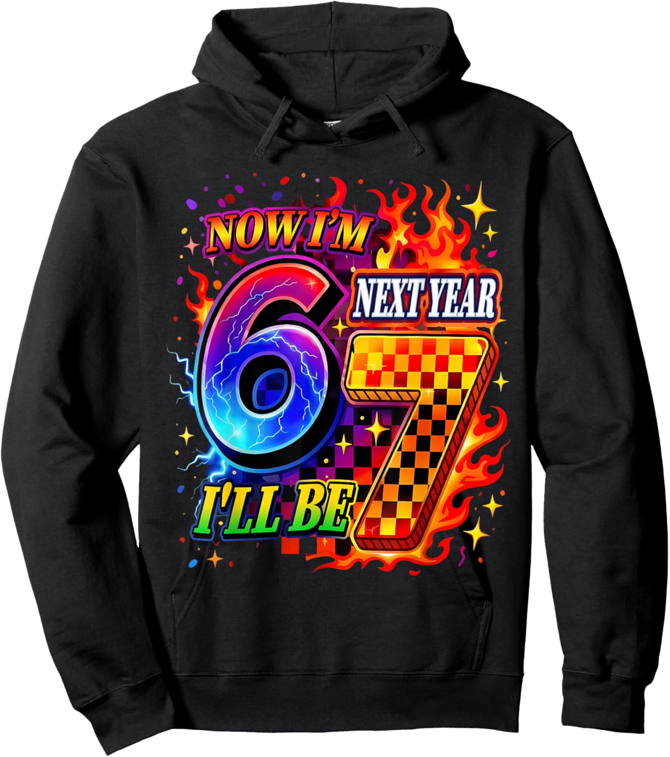 6th Birthday Boy Girl Now I'm 6 Year Old Next Year I'll Be 7 Hoodie - Hoodie | Black