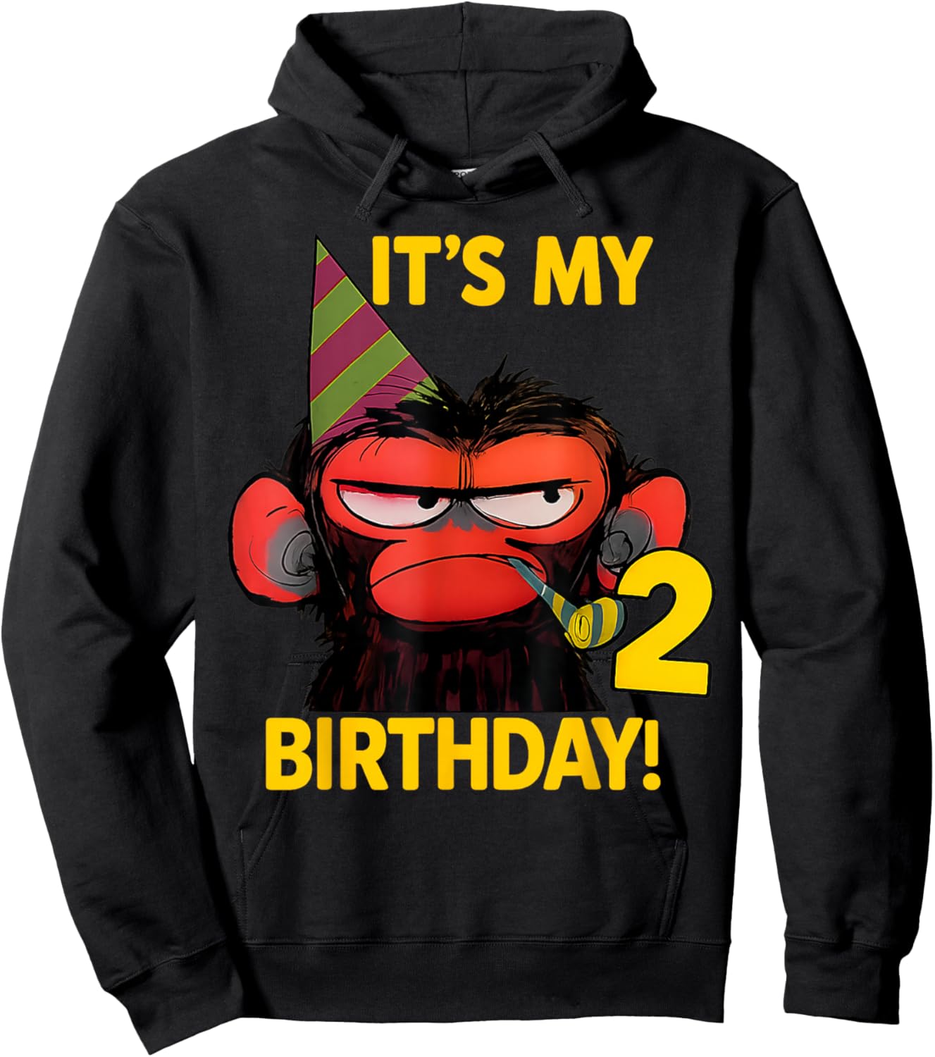 Humor Its My 2nd Birthday Grumpy Funny Monkey Meme Hoodie - Hoodie | Black