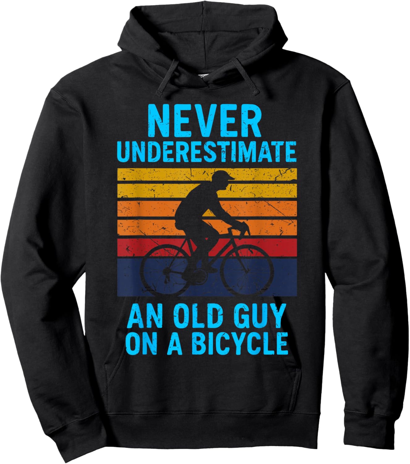 Never Underestimate an Old Guy On A Bicycle Funny Men Biker Hoodie - Hoodie | Black