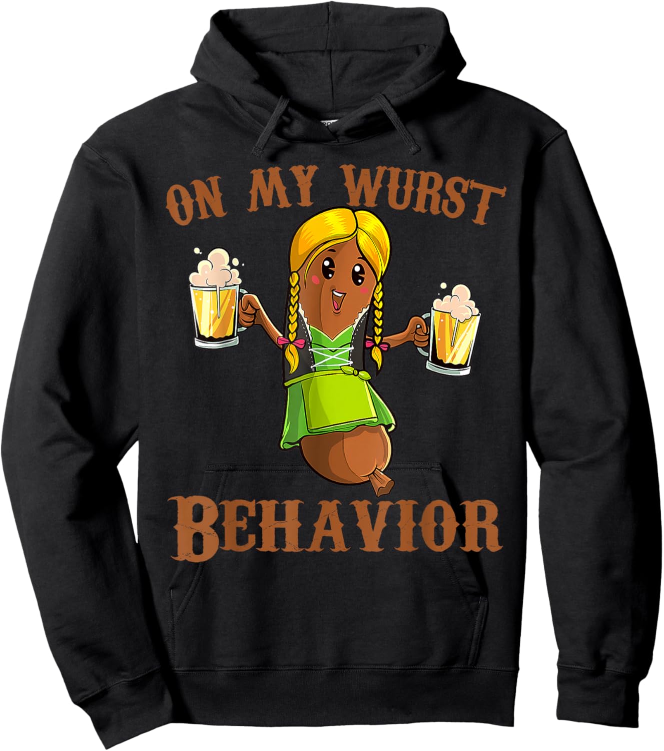 On My Wurst Behavior Bratwurst German Oktoberfest Funny Hoodie - Hoodie | Black