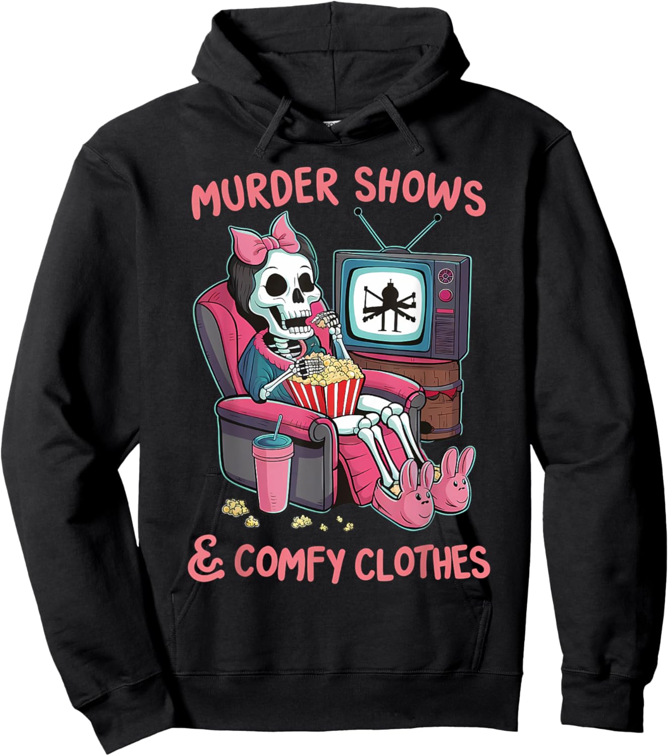 Murder Shows and Comfy Clothes Skeleton Mom Mother's Day Hoodie - Hoodie | Black