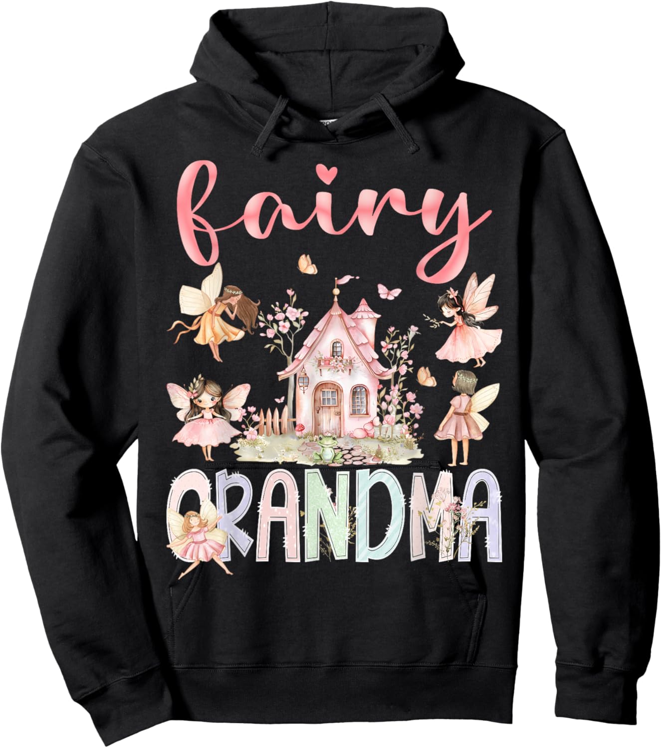 Fairy Grandma Magical Floral Funny Birthday Girl Fairytale Hoodie - Hoodie | Black