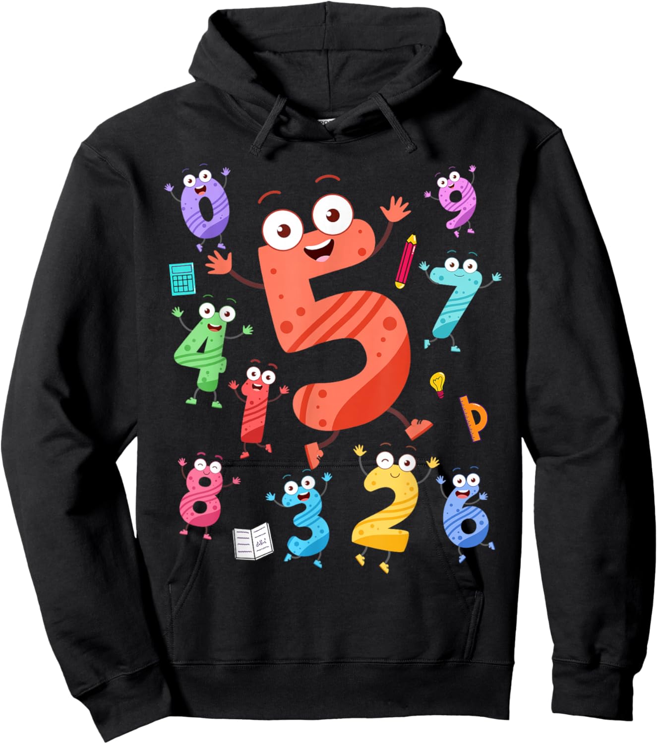 Maths Day Number Costume With Number 5 Idea For Kids Number Hoodie - Hoodie | Black