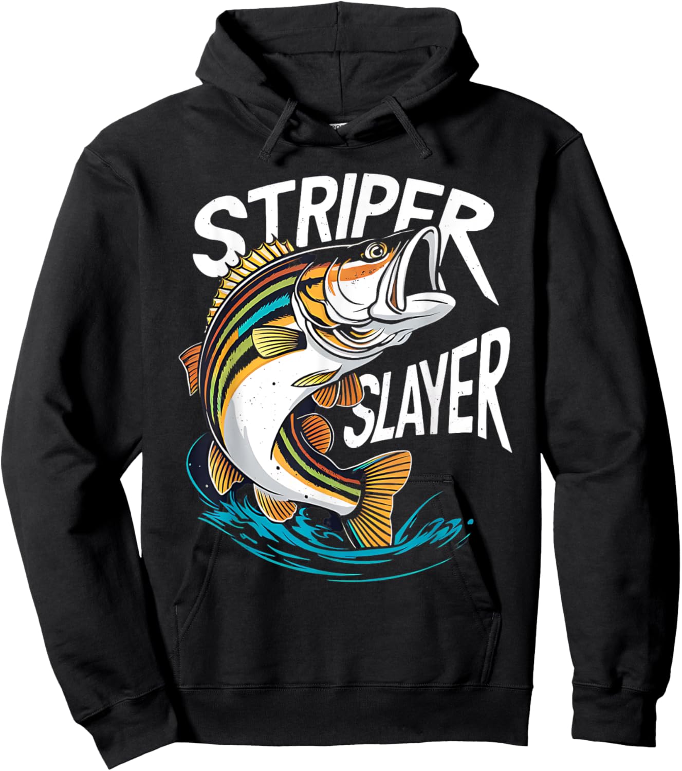 Striper Slayer Striped Bass Fishing Striper Fish Hoodie - Hoodie | Black