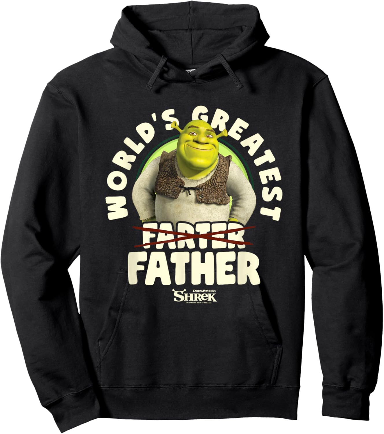 Shrek Father's Day World's Greatest Farter Crossed Text Hoodie - Hoodie | Black