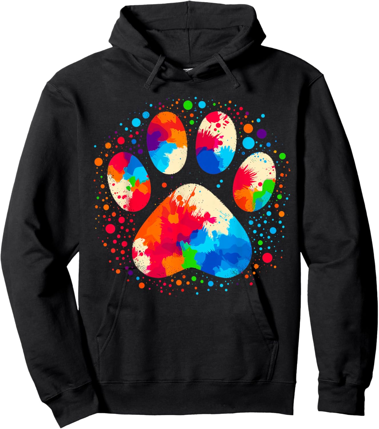 Dog Paw Design Dog Lovers , Black, Small, Short Sleeve, Classic Fit, Modern Dog Paw Print Hoodie - Hoodie | Black