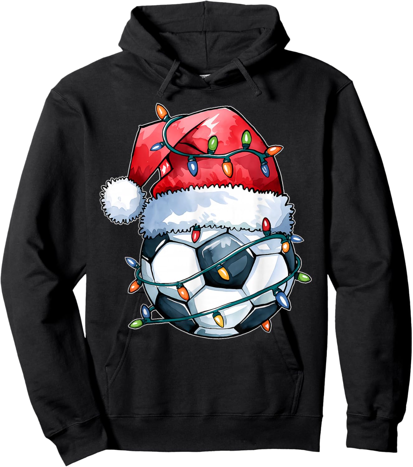 Santa Sports Design Boys Christmas Soccer Player Hoodie - Hoodie | Black